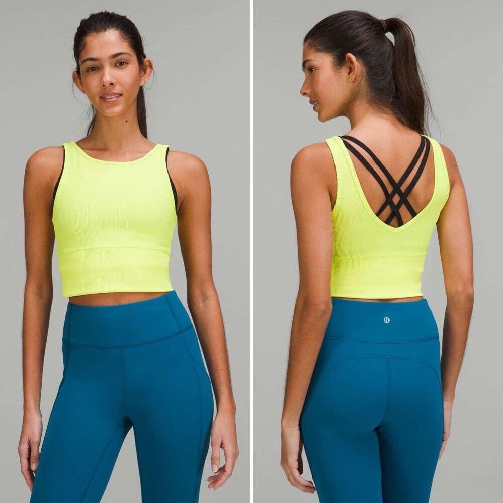 Lululemon Power Pivot Ribbed Reversible Tank Top in Electric Lemon Size 4